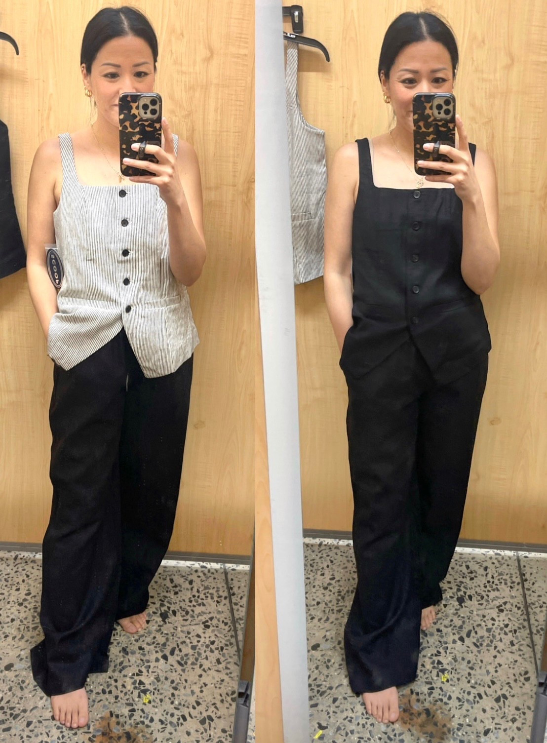 Size XS in both vests but the pinstripe ones runs big
Size XS pants; run big and long
Didn’t love how they felt; a bit scratchy

Walmart fashion
Linen vest
Linen pants


#LTKOver40 #LTKFindsUnder50 #LTKSaleAlert