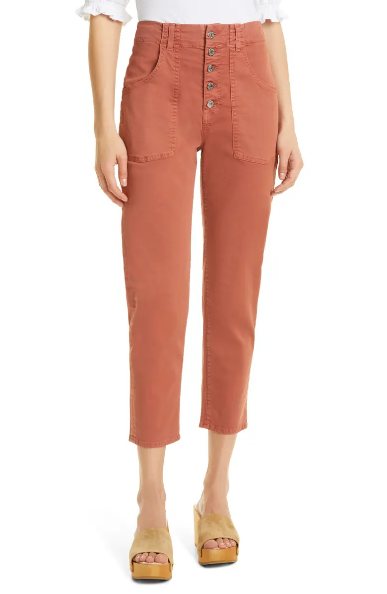 Arya Exposed Button Crop Straight Leg Jeans | Nordstrom