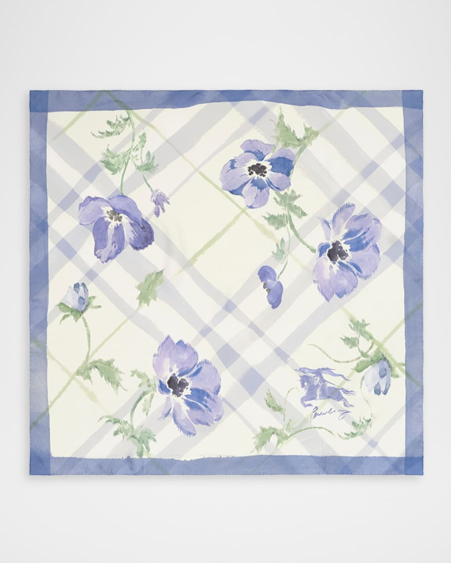 Watercolor Check Silk Scarf | Neiman Marcus