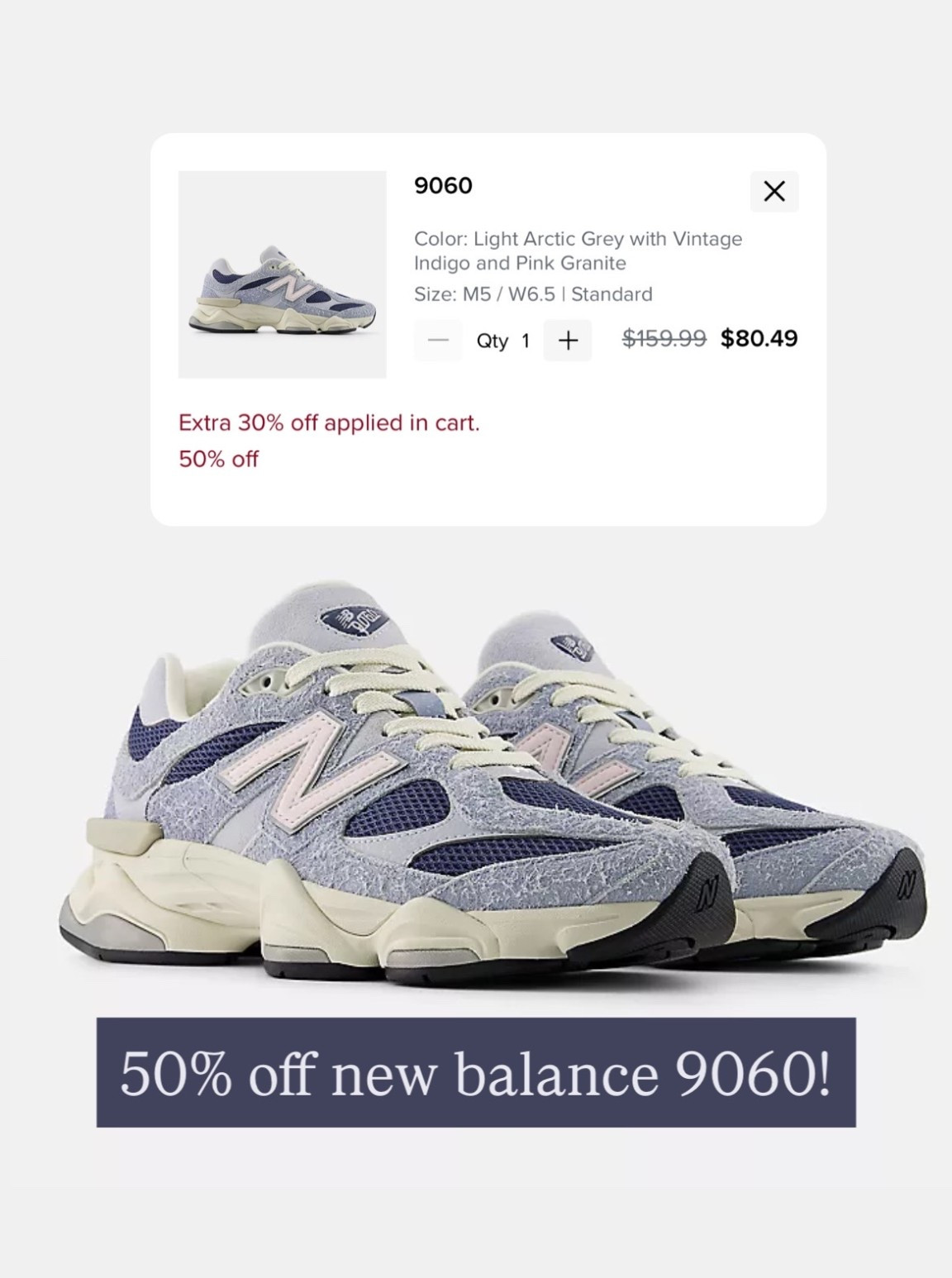 50% off new balance 9060! I love these sneakers and own multiple pairs. I size down half a size!

Shoes
Sale


#LTKSaleAlert #LTKfitnessgoals #LTKActive