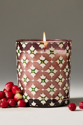 Jene Wrapped Fruity Cranberry Fizz Glass Candle | Anthropologie (US)