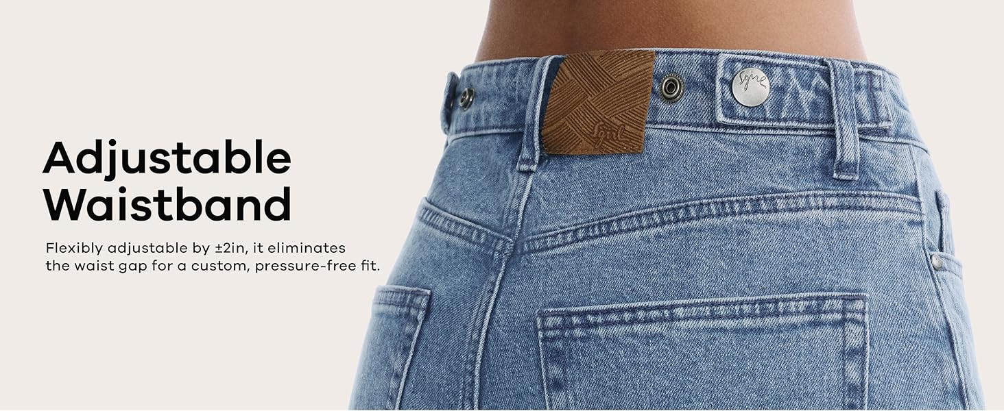Women's Adjustable Waist Wide Leg Jeans Baggy High Waisted Jeans Y2K Casual Trendy Denim Pants | Amazon (US)