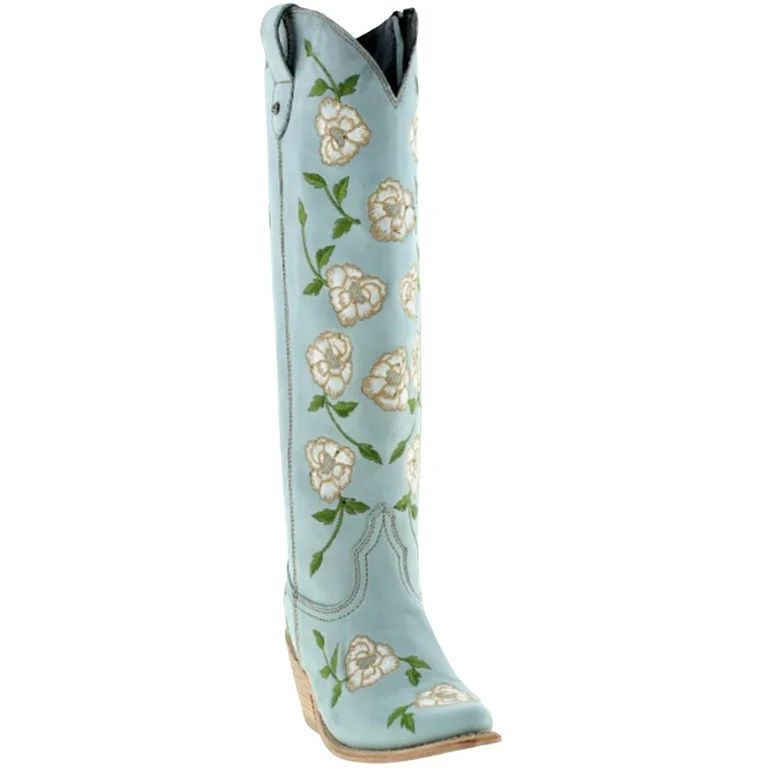 Liberty Black Women's Botas Caborca For Embroidered Roses Tall Western Boot Snip Light Blue 7 M  ... | Walmart (US)