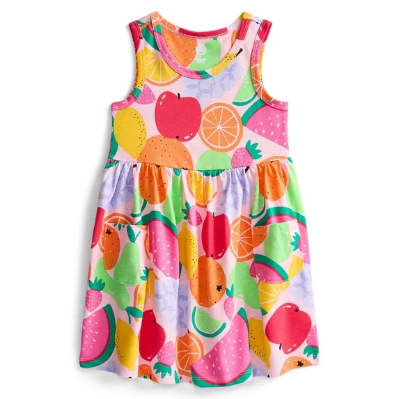 Wonder Nation Toddler Girls Sleeveless Knit Tank Play Dress, Sizes 12M–5T | Walmart (US)