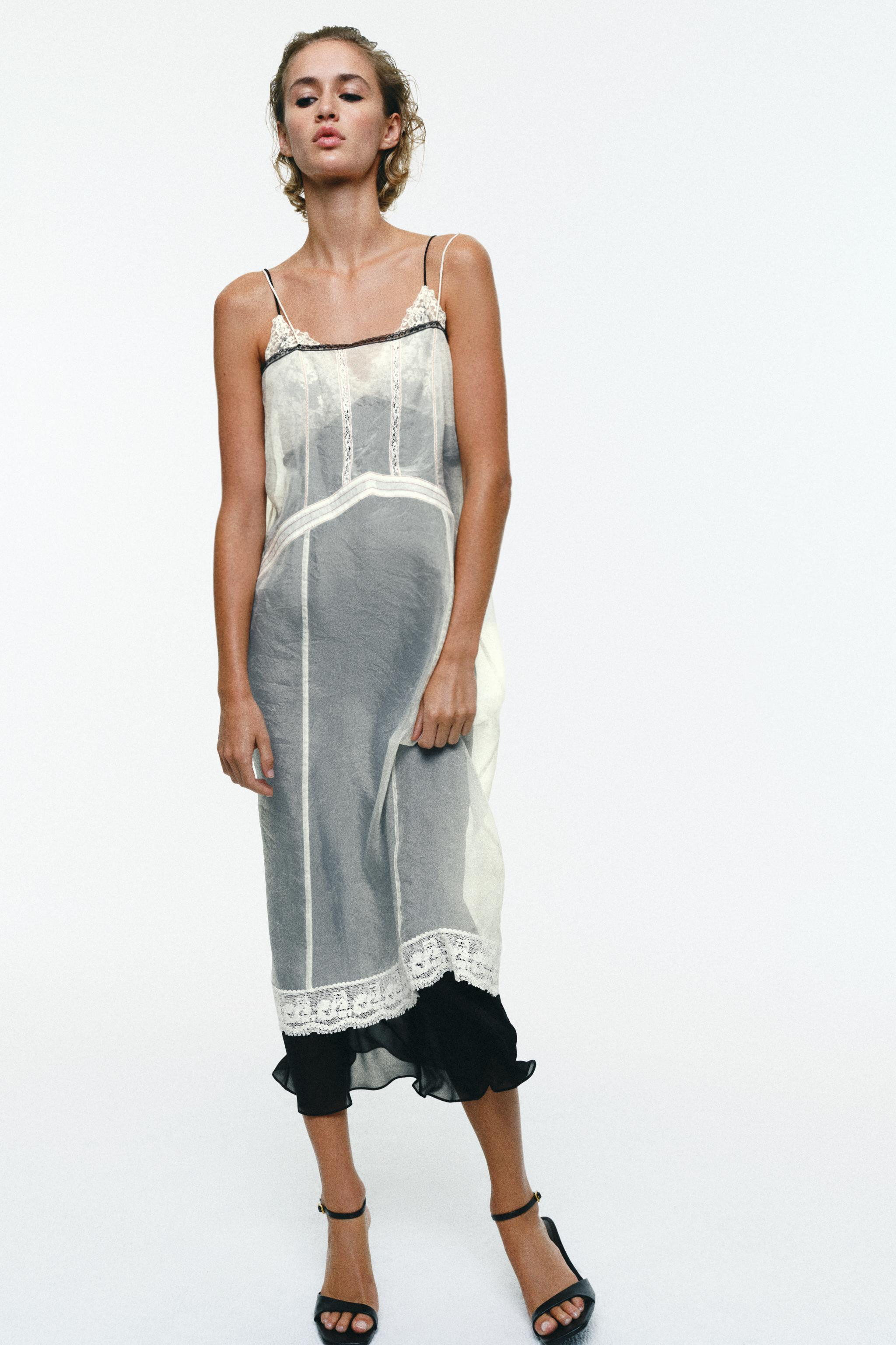 LONG ORGANZA LACE DRESS | Zara UK