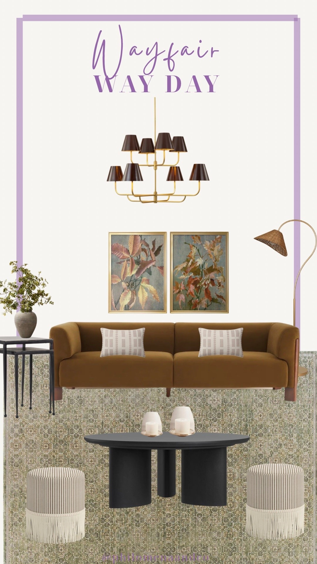 Wayfair’s Way Day Living Room Picks
living room decor, modern cottage living room, warm neutral living room, brown sofa styling, caramel sofa decor, vintage inspired wall art, botanical wall art set, gold chandelier lighting, statement chandelier living room, layered living room design, cozy living room ideas, neutral pillow styling, textured throw pillows, round coffee table black, sculptural coffee table, striped ottoman, fringe ottoman, woven floor lamp, brass floor lamp, side table styling, greenery decor ideas, earthy home decor, warm tone interiors, collected home style, transitional living room, traditional modern mix, cozy home aesthetic, fall living room decor, elevated everyday home

#LTKSaleAlert #LTKSeasonal #LTKHome