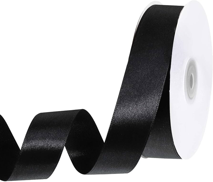 Black Satin Ribbon 50 Yards 1 inch Black Ribbon for Gift Wrapping Flower Bouquet Crafts Bow Makin... | Amazon (US)