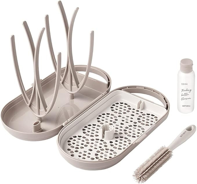 MOTHER-K Portable Baby Bottle Drying Rack Set, Including Drying Rack, Bottle Brush and Travel Bot... | Amazon (US)
