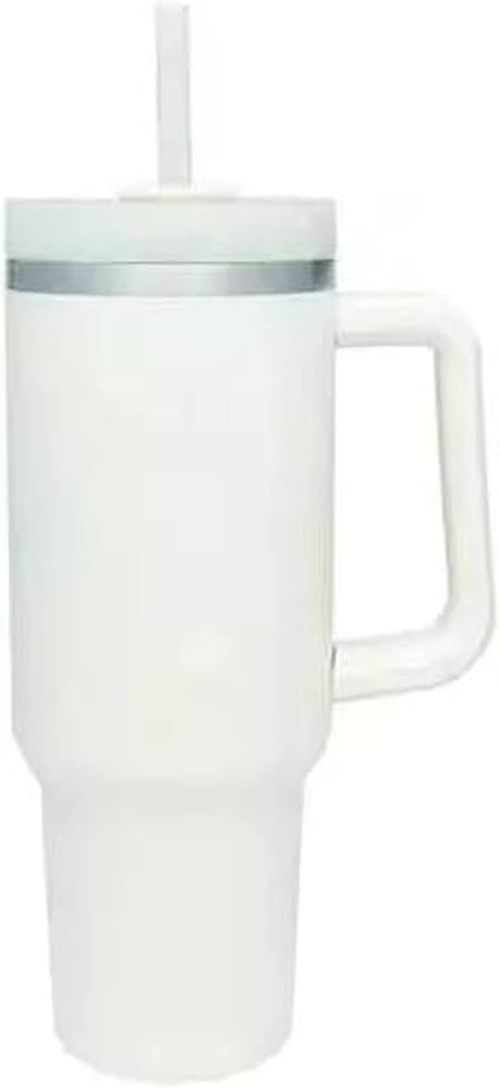 40oz Stainless Steel Vacuum Sealed Tumbler with Handle and Straw (White) | Amazon (US)