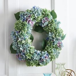 Multicolored Spring Hydrangea Wreath | Antique Farm House