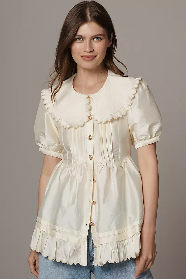 Puff-Sleeve Collared Babydoll Blouse | Anthropologie (US)