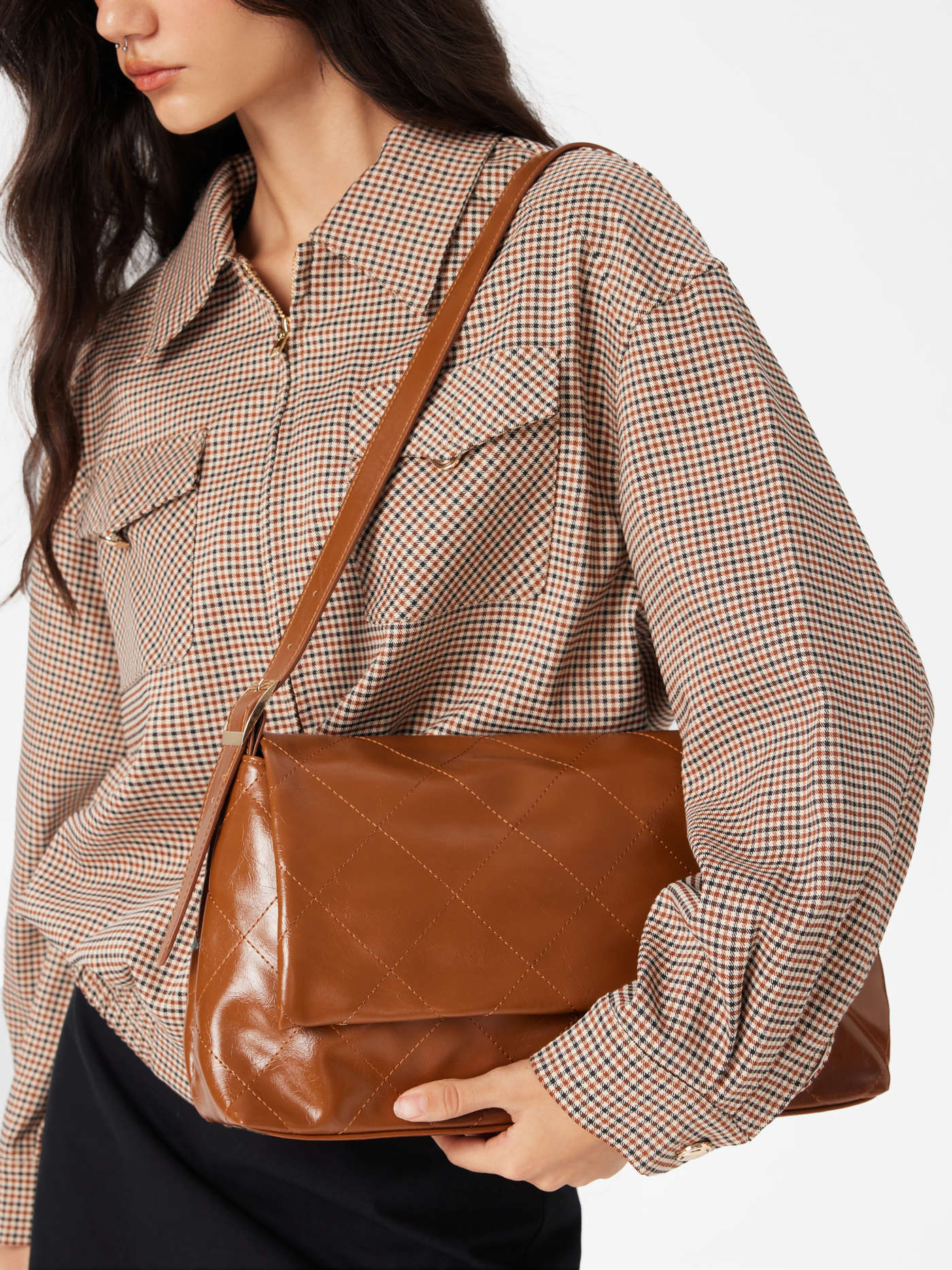Faux Leather QUILTED SHOULDER BAG For Daily Casual Date Work | Cider