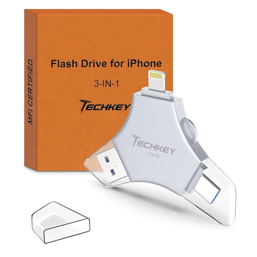 MFi Certified USB 3.0 Flash Drive 128GB for iPhone, 3in1 External Memory Photo Keeper Storage Sti... | Amazon (US)