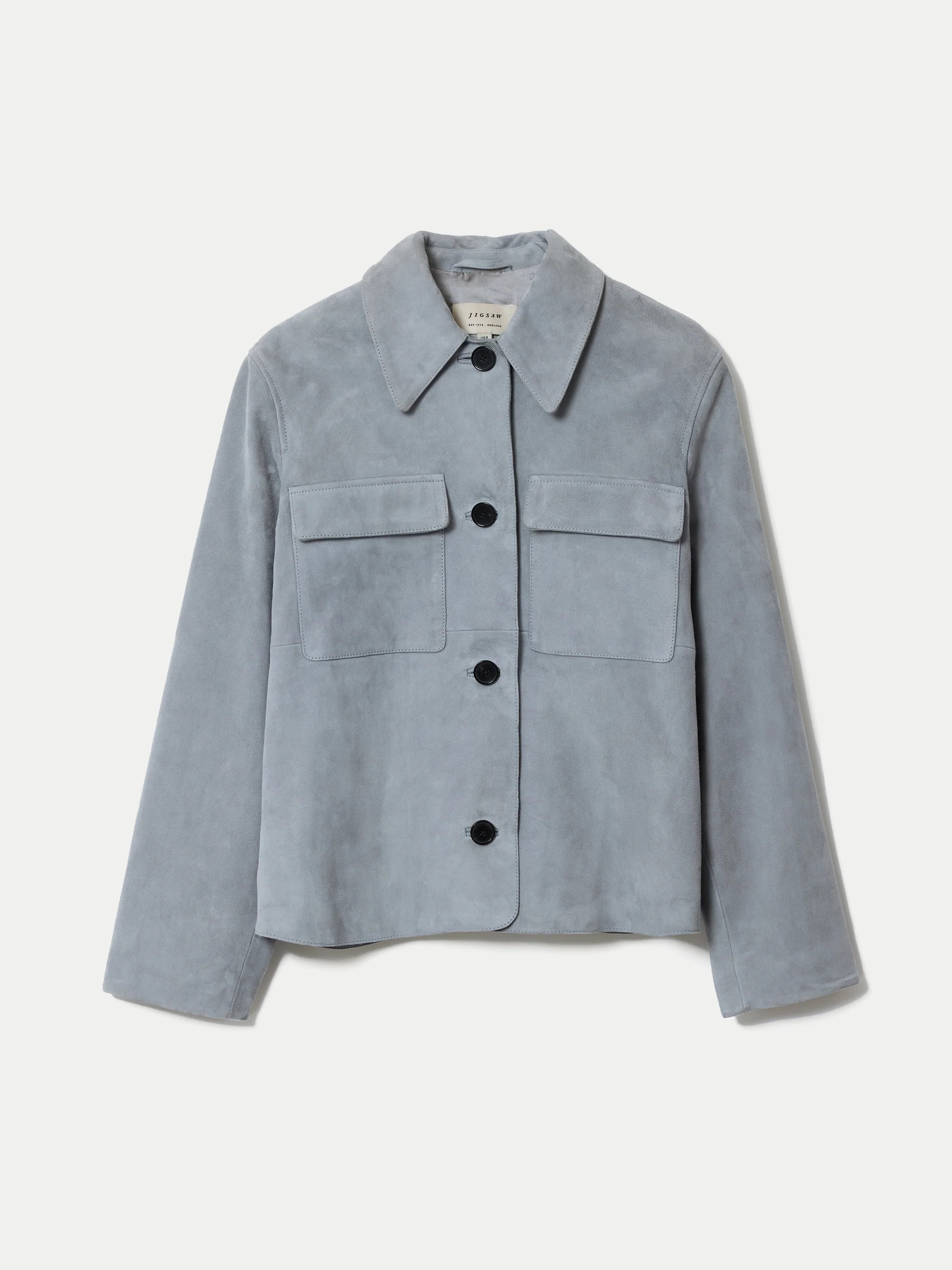 Suede Patch Pocket Jacket | Blue | Jigsaw (UK)