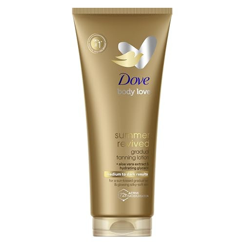 Dove Summer Revived Medium to Dark Gradual Tanning Lotion for a gradual tan and natural, radiant glow non‑greasy self-tan for all skin types 200 ml | Amazon (UK)