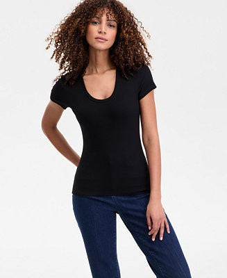 I.N.C. International Concepts Women's Ribbed Scoop-Neck Top, Exclusively at Macy's - Macy's | Macy's