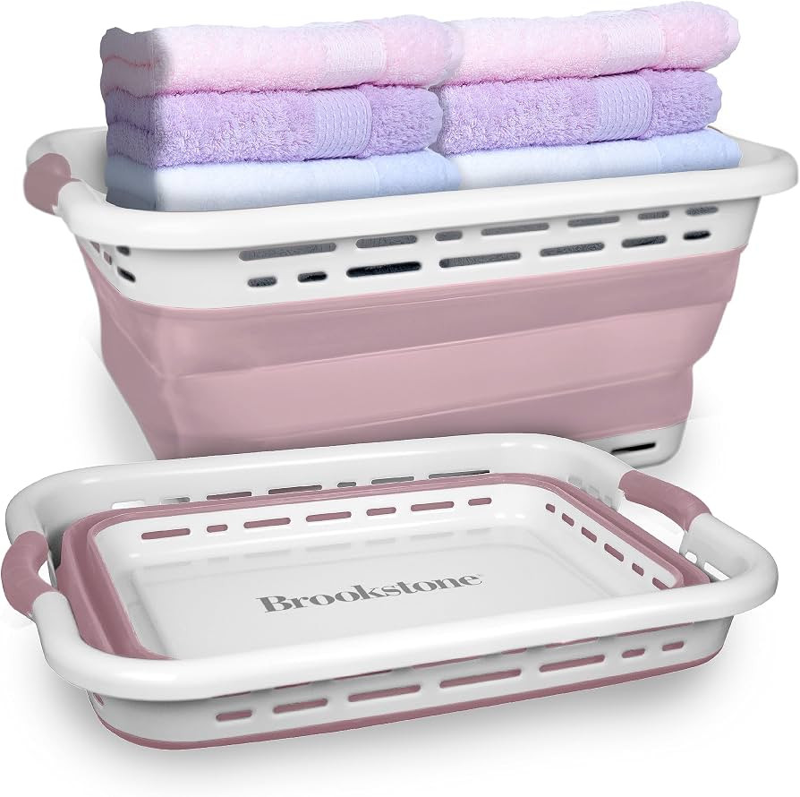 BROOKSTONE 11 GALLON XL 24" Collapsible Laundry Basket & Clothes Hamper, Comfort Non-Slip Handles... | Amazon (US)