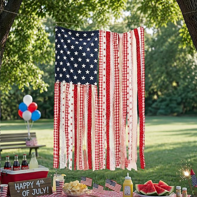 4th of July Decorations, Retro Boho American Flag Banner for Home Party Supplies, Vintage Fourth ... | Amazon (US)