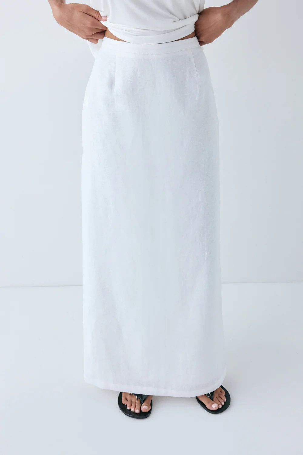 Violette Linen Midi Skirt White | VRG Grl
