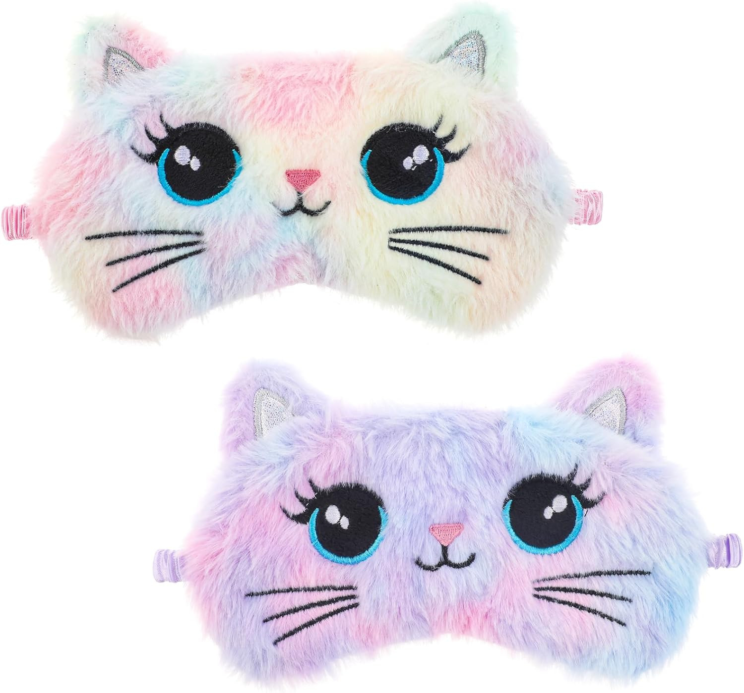 Sleep Mask for Kids, 2 Pcs Cute Cat Sleeping Eye Mask Colorful Soft Plush Girls Sleep Masks Comfo... | Amazon (US)