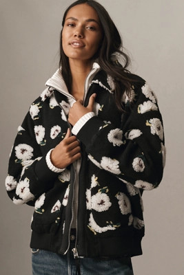 By Anthropologie Floral Sherpa Fleece Bomber Jacket | Anthropologie (US)