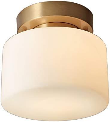 KCO Lighting Flush Mount Ceiling Light Fixture 1-Light Gold Ceiling Light Brass Drum Shape Ceiling L | Amazon (US)