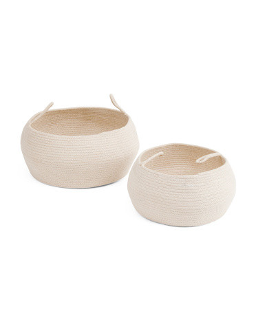 2pk Cotton Woven Baskets With Handles | TJ Maxx