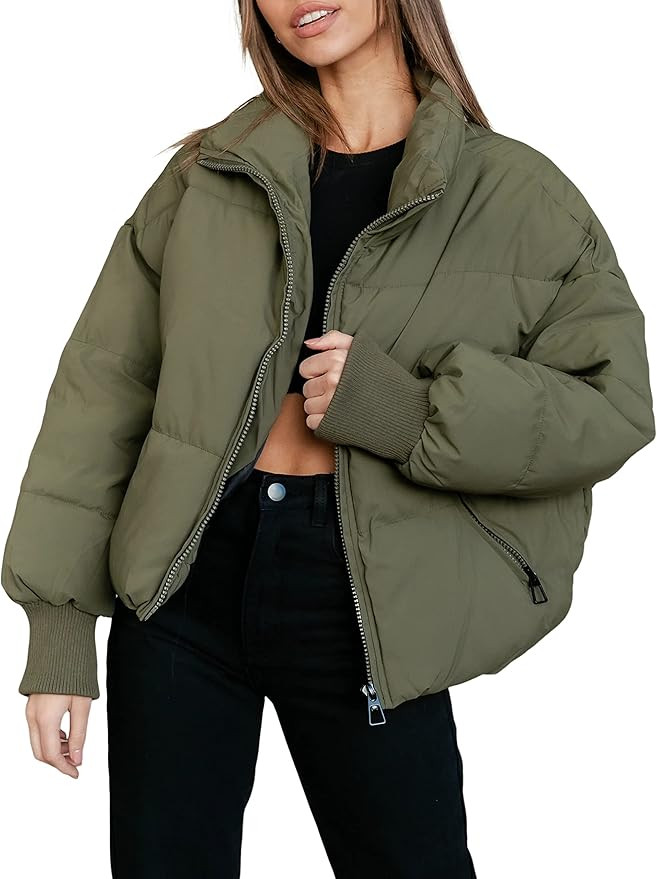 UANEO Puffer Jacket Womens Oversized Cropped Puffy Quilted Winter Jackets Coat | Amazon (US)