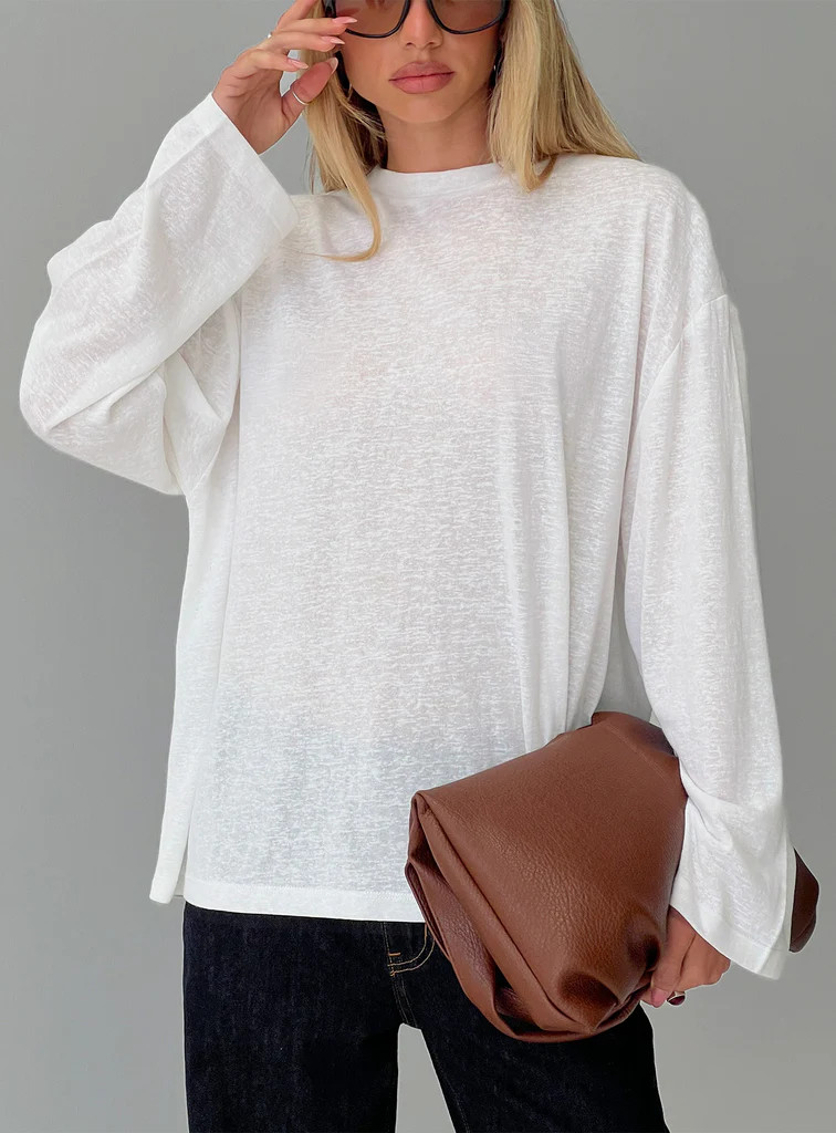 Zaydee Oversized Long Sleeve Top White | Princess Polly US