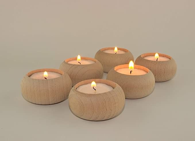 Wood Candle Holders for votives and Tea Lights Candles Set of 6. Dining and Wedding Table centerp... | Amazon (US)
