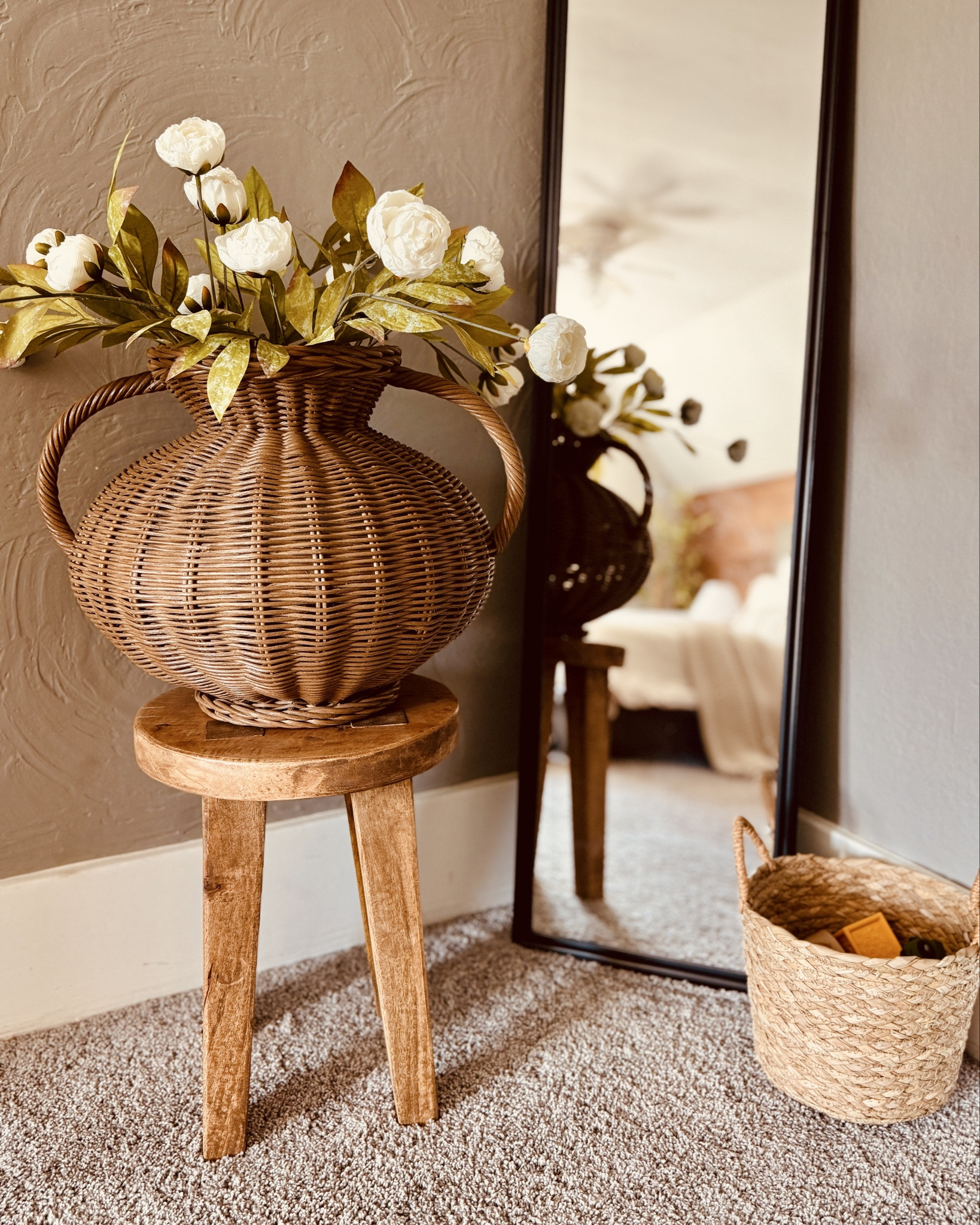 One of my favorite faux florals ever 🤍 These peony stems from Michaels look so beautiful and work in any space! I bought them in bulk. Bulk pricing brings them down to $3.14 each, and trust me they go out of stock quickly once the holidays pass! So grab them while you can! 