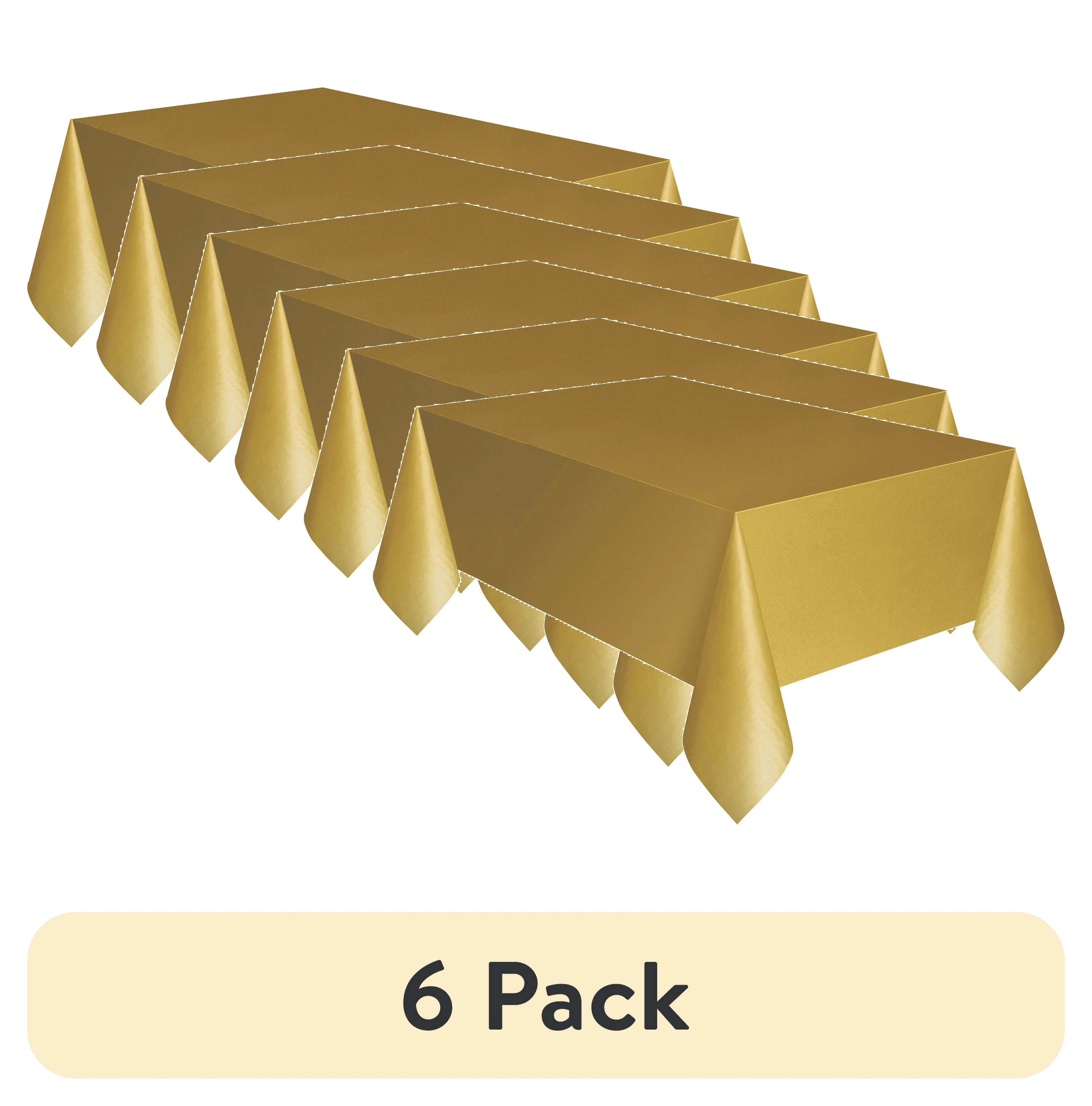 (6 pack) Rectangular 54" x 108" Gold Plastic Table Cover, by Way To Celebrate | Walmart (US)