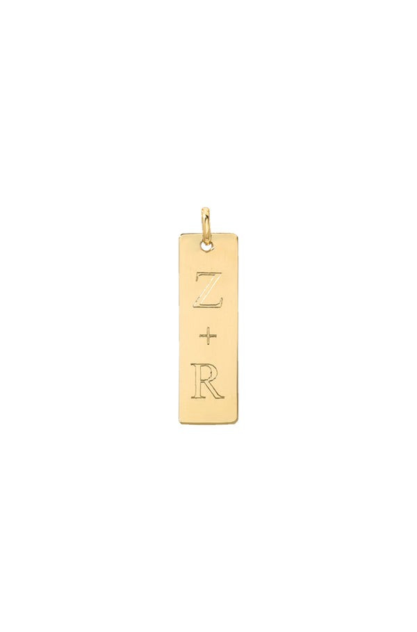 14k Gold Small Vertical Nameplate Pendant | Zoe Lev Jewelry