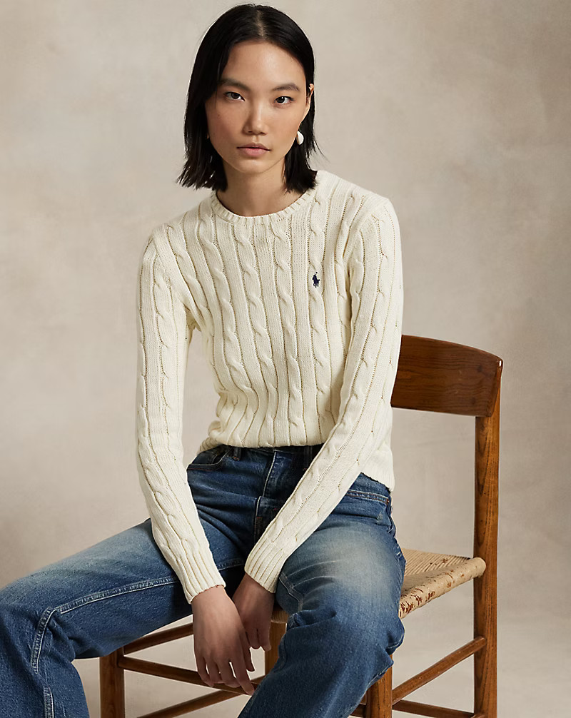 Cable-Knit Cotton Crewneck Jumper | Ralph Lauren (UK)