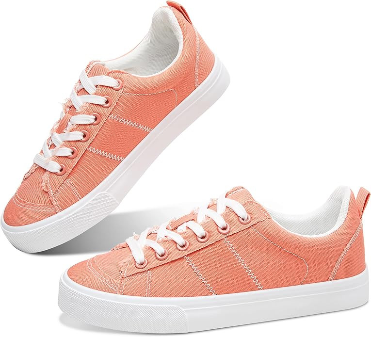 Obtaom Women's Canvas Sneakers Cute Lace up Fashion Sneaker Comfortable Skate Shoe for Lady Casua... | Amazon (US)