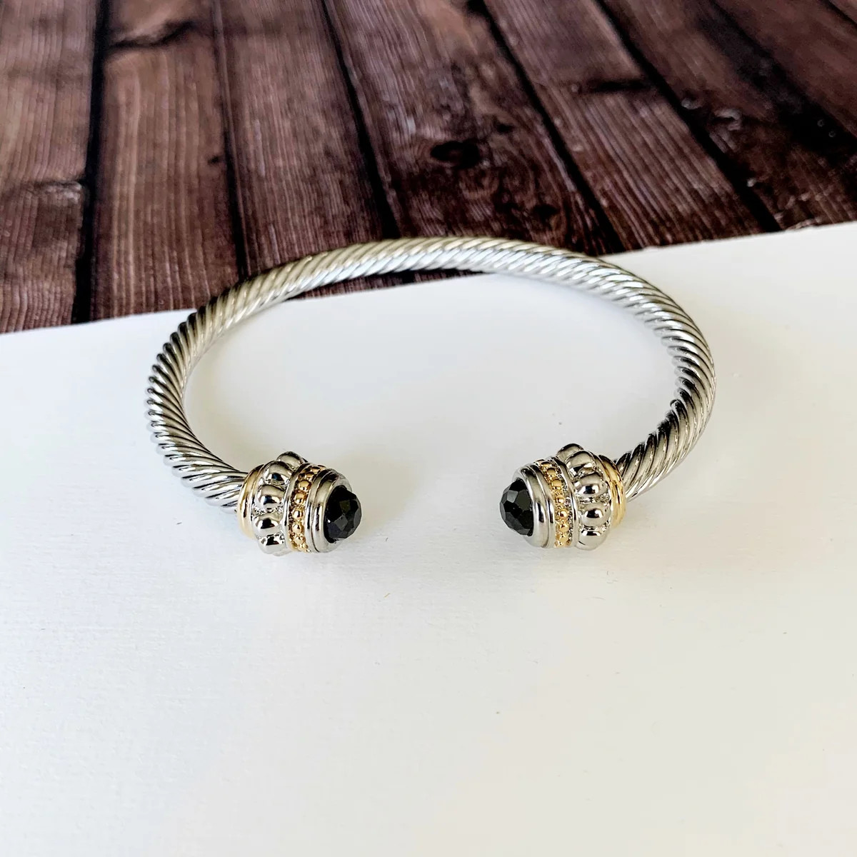 Cable Bracelet Collection :: Stacey Onyx Thick Cable Cuff | Baubles & Bits