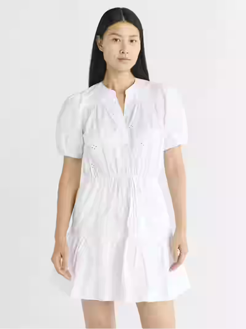 Free Assembly Women's and Women's Plus Cotton Eyelet Tiered Mini Dress with Puff Sleeves, Sizes X... | Walmart (US)