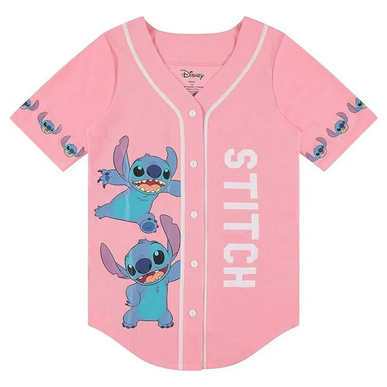 Disney Ladies Lilo and Stitch Baseball Jersey, Graphic Stitch Baseball Shirt Pink - S | Walmart (US)
