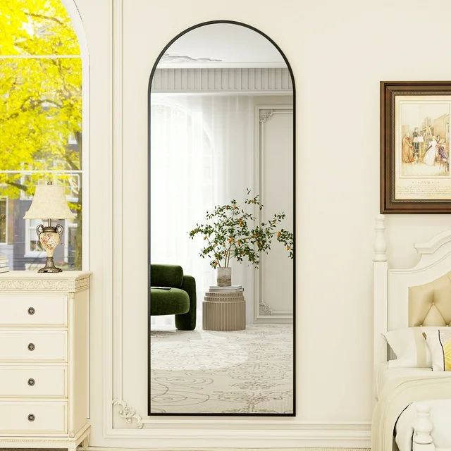 BEAUTYPEAK 64"x21" Full Length Mirror Arched Standing Floor Mirror Full Body Mirror, Black | Walmart (US)