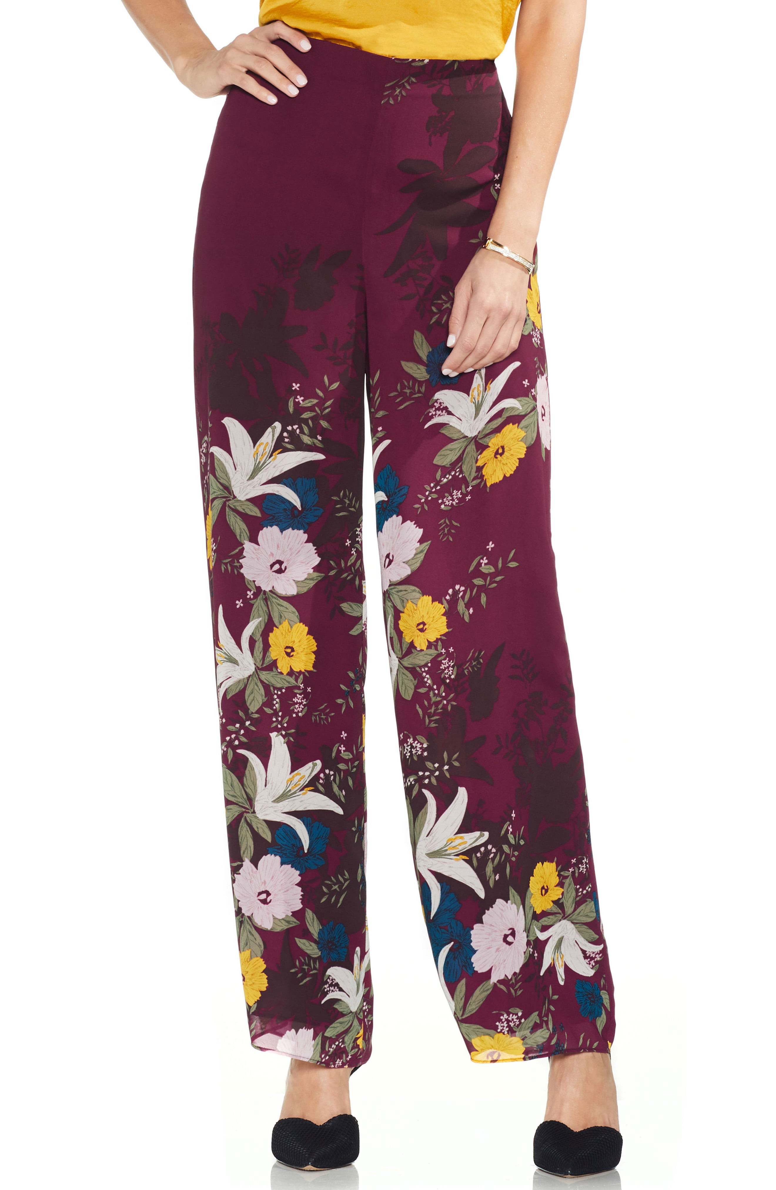 Vince Camuto Autumn Botanical Wide Leg Pants | Nordstrom