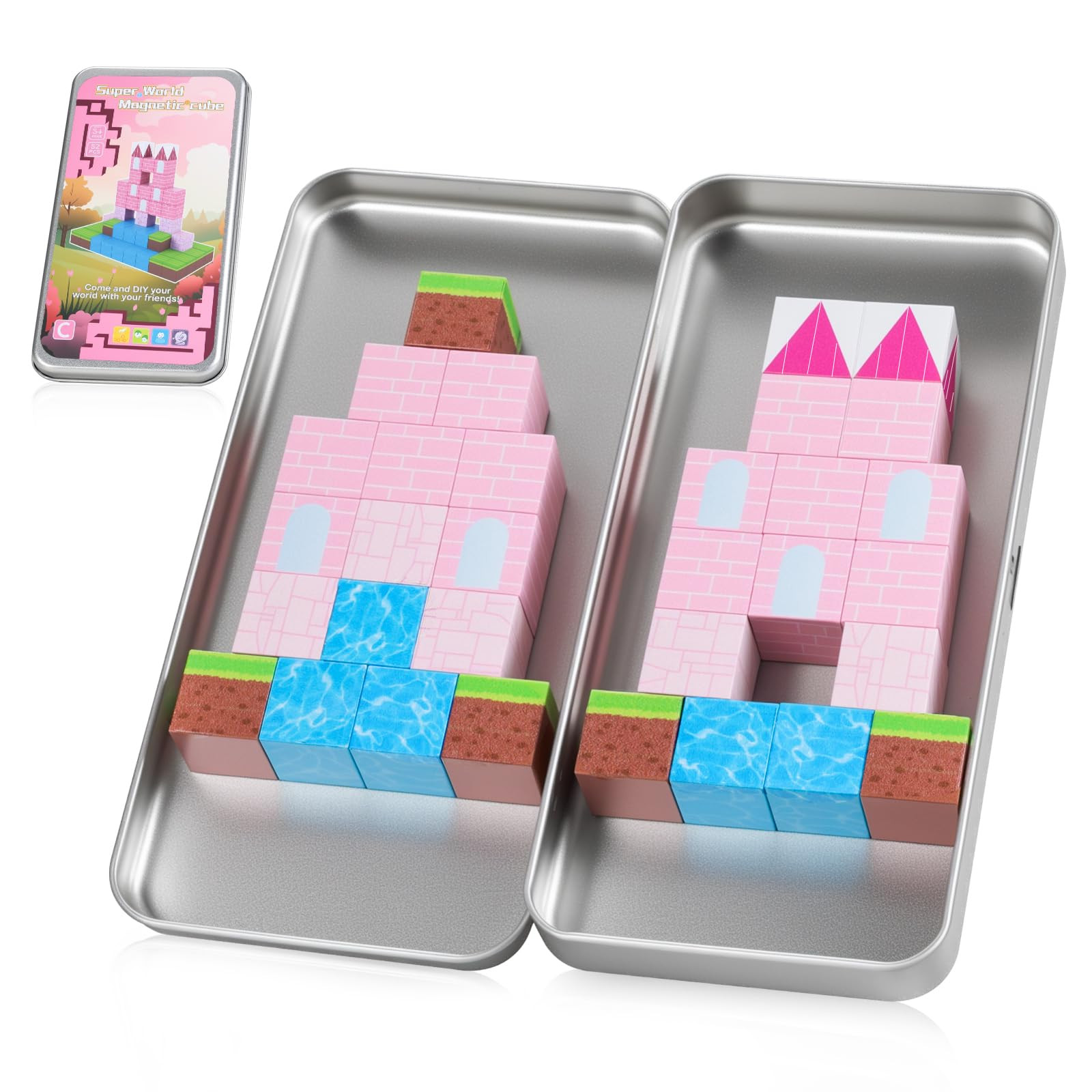Mini Portable Magnetic Blocks with Iron Storage Box - Travel Magnet Building Block for Toddler 1-... | Amazon (US)