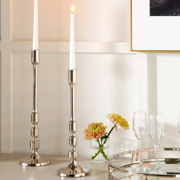 Shiny Nickle Candlestick | Dunelm (migrated)