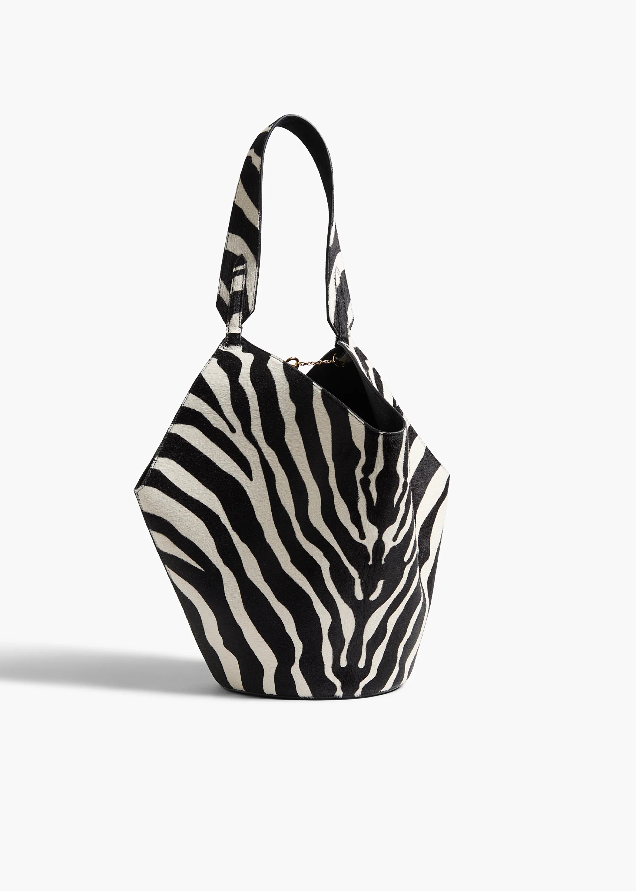 KHAITE - Small Lotus Tote In Zebra Print Haircalf And Black Suede | Khaite