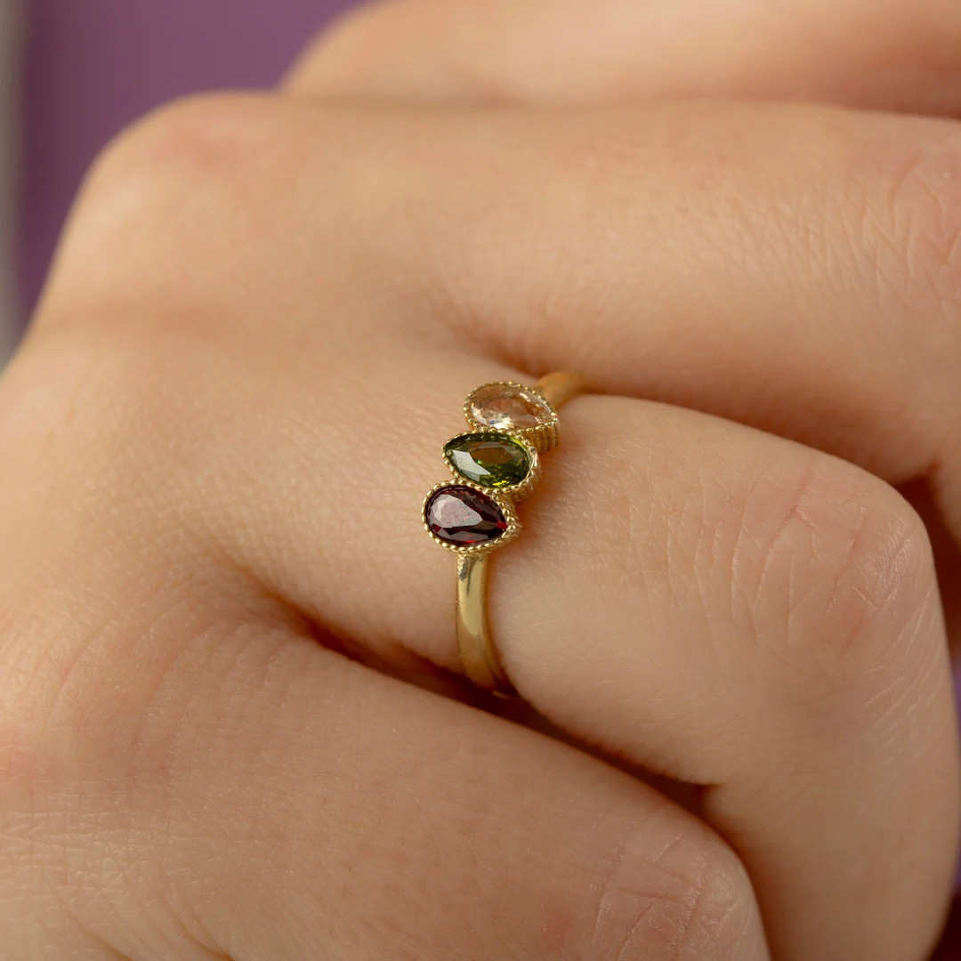 Family Birthstone Ring, Birthstone Ring, Dainty Ring, Diamond Ring, Perfect Gift for Her, Christm... | Etsy (US)