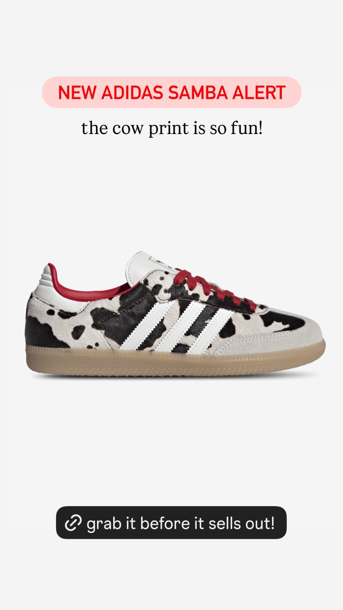 New Adidas Samba alert 🔥 Cow print is trending and these sneakers are so hot. Grab it before it sells out. Runs half size too big. 

Adidas sneakers, The Stylizt 



#LTKootd #LTKGiftGuide #LTKgrwm