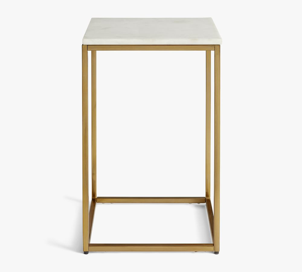 Delaney 14&amp;quot; Square Marble Accent Table, Brass | Pottery Barn (US)