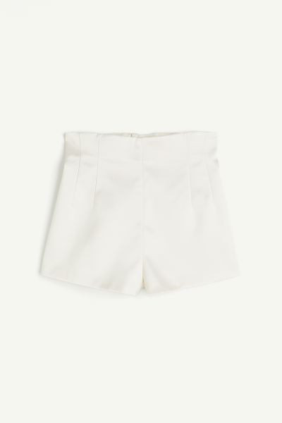 Shiny Twill Mini Shorts - High waist - Short - Cream - Ladies | H&M US | H&M (US + CA)