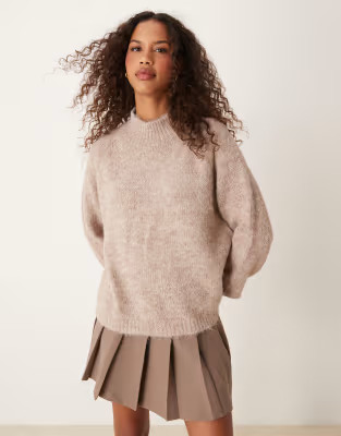 JDY high neck textured knitted jumper in beige | ASOS (Global)