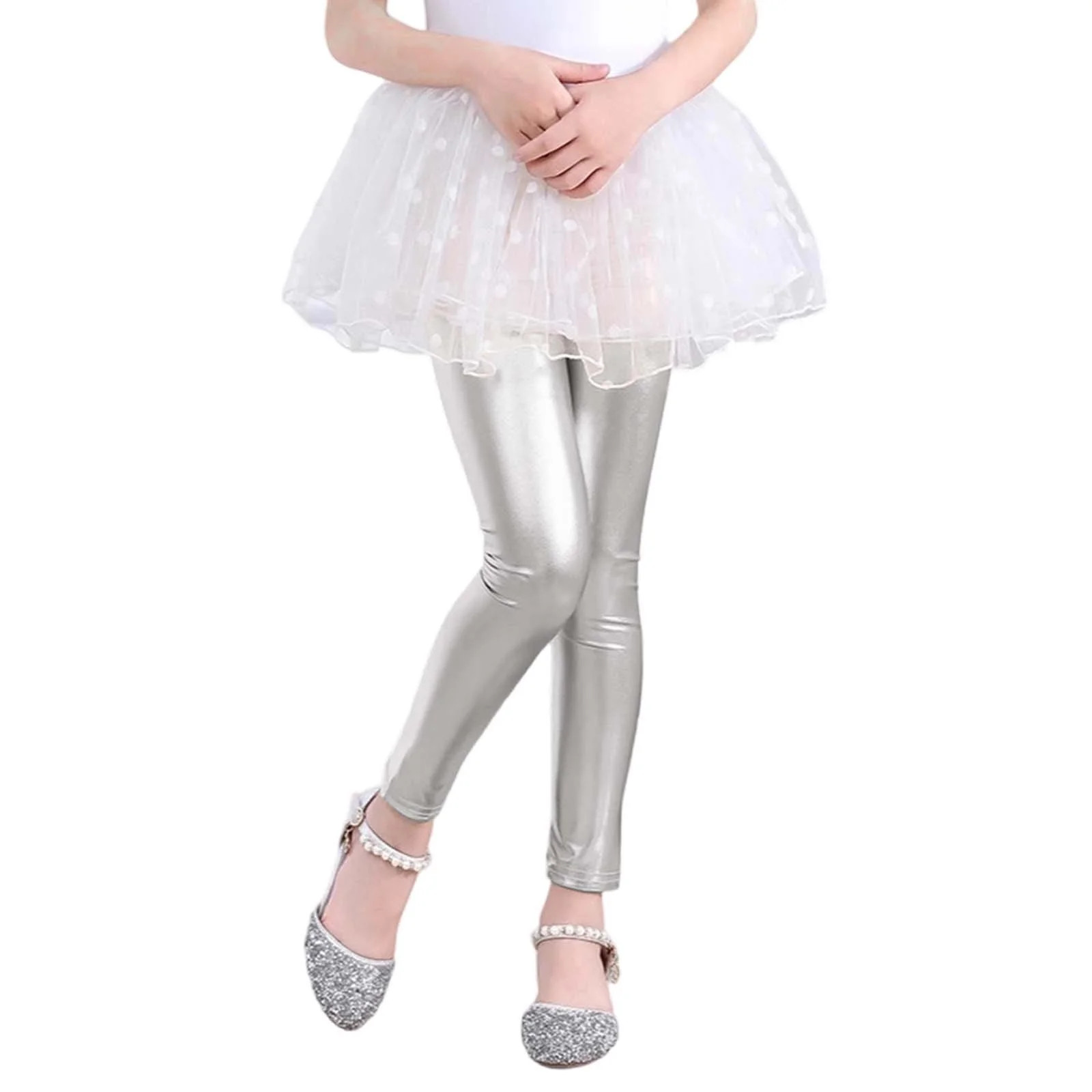 RTKFRFLM Girls Shiny Liquid Metallic Leggings Sparkly Performance Dance Pants for Recitals Partie... | Walmart (US)