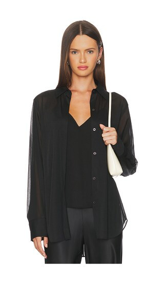 La Ligne Sheer Button Down Shirt in Black. - size S | Revolve Clothing (Global)